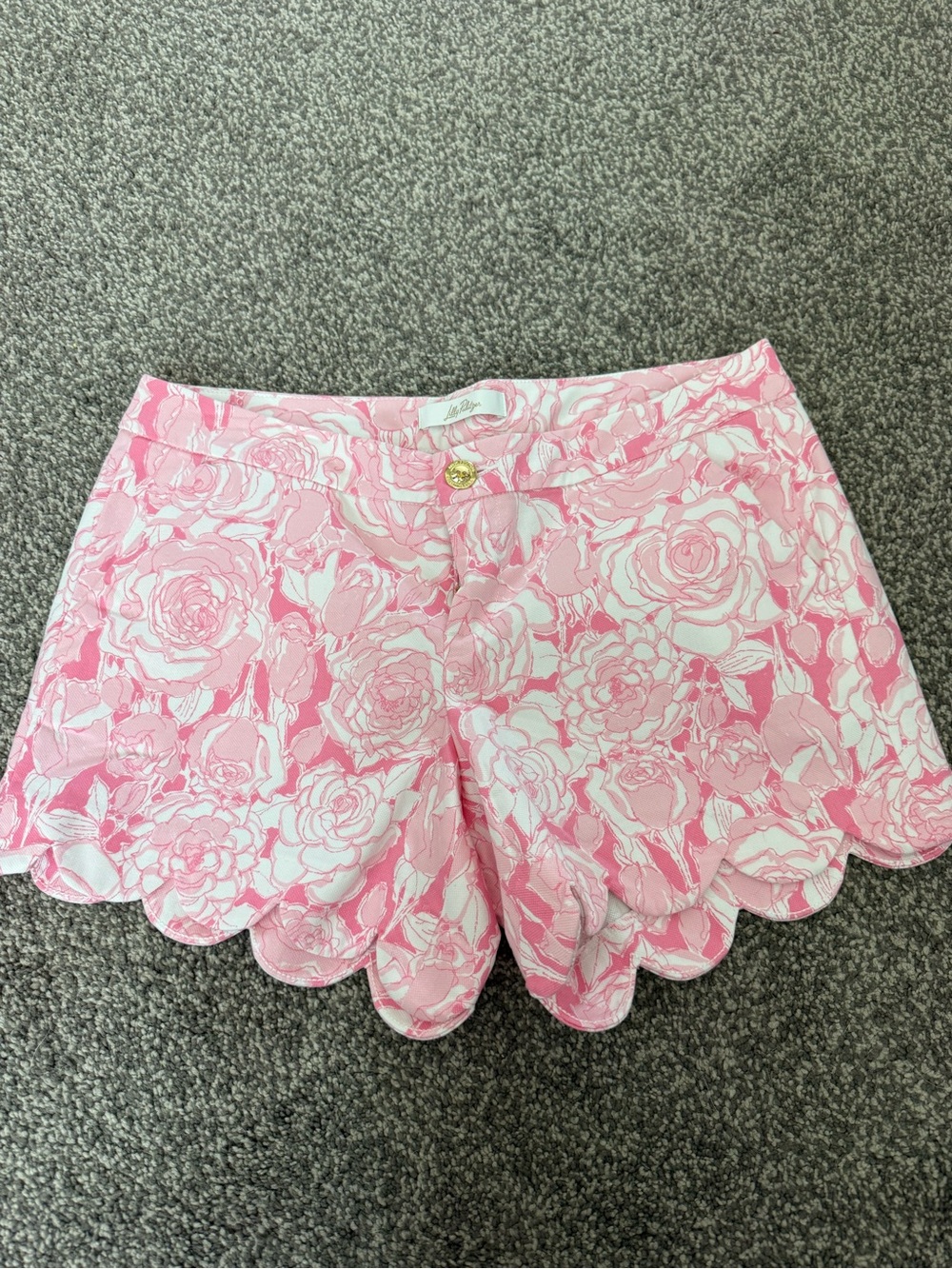 Lilly Pulitzer Pink Floral Scallop Hem High Waist Shorts